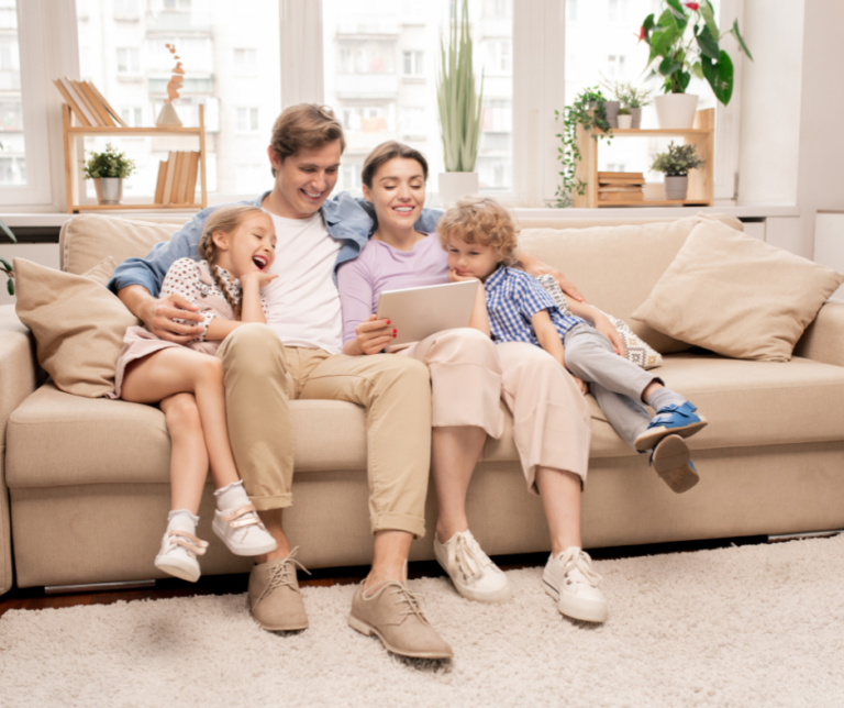 A Family sitting together in their DIY Detox living room